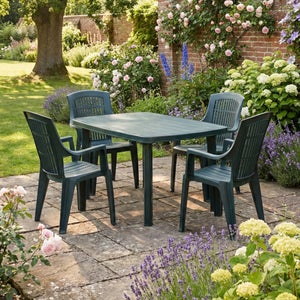 Trabella Aurora Rectangular Patio Table With 4 Bonnie Chairs