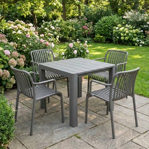 Modura Henrik Square Dining Table With 4 Alma Armchairs