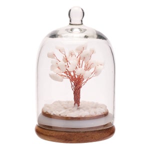 Serenity White Jade Gemstone Glass Dome Tree