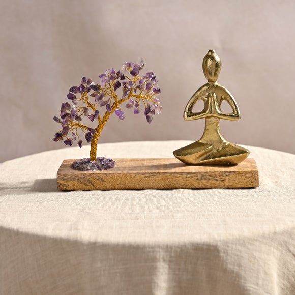 Serenity Amethyst Gemstone Tree And Yoga Ornament