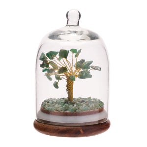 Serenity Green Aventurine Gemstone Glass Dome Tree