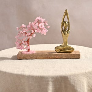 Serenity Rose Quartz Gemstone Tree And Yoga Ornament