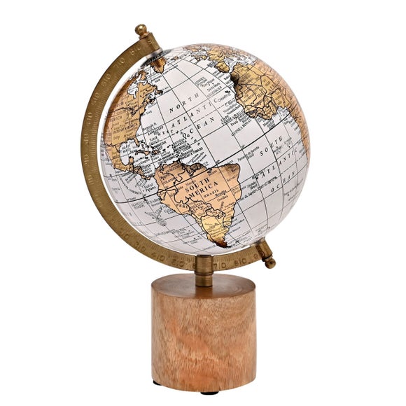 Harvey Makin Gold Wood Globe Ornament