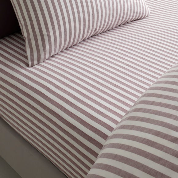 Portloe Woven Stripe 100 Cotton Fitted Sheet
