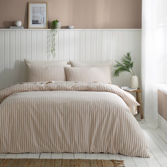 Photo of portloe stripe 100 cotton duvet cover & pillowcase set