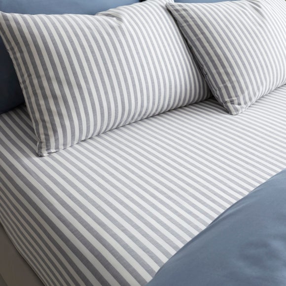 Portloe Woven Stripe 100 Cotton Fitted Sheet