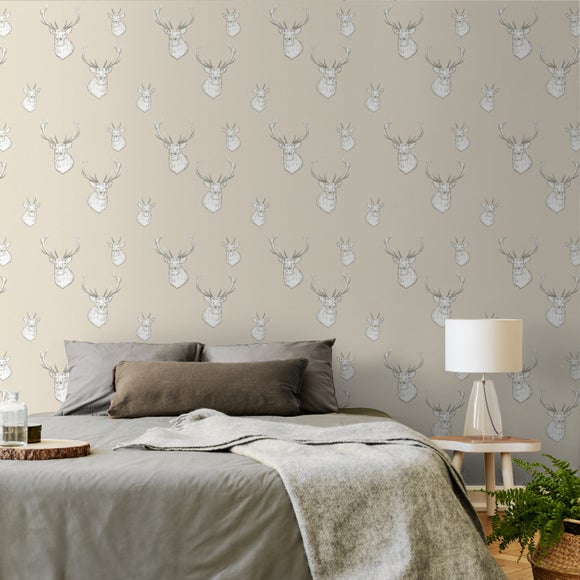 View Catherine Lansfield Stag Wallpaper View Catherine Lansfield Stag Wallpaper