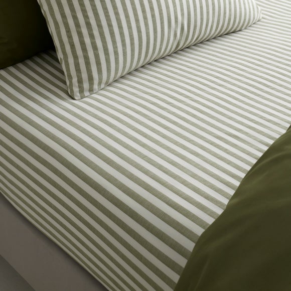 Portloe Woven Stripe 100 Cotton Fitted Sheet