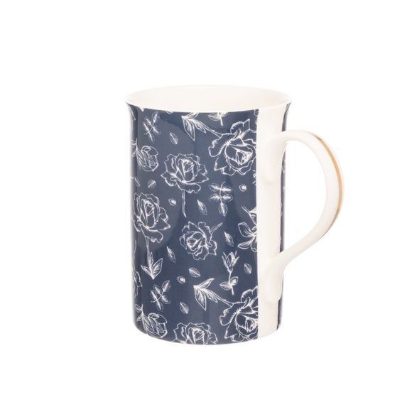 SIIP Set of 4 Floral Fluted Mugs