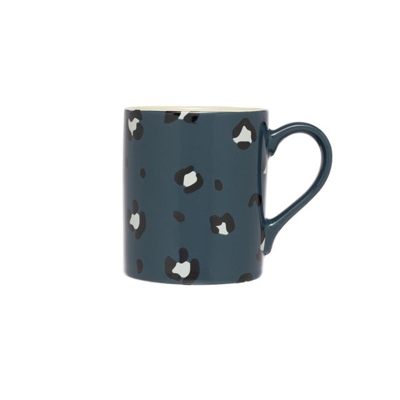 SIIP Set of 4 Blue Leopard Mugs