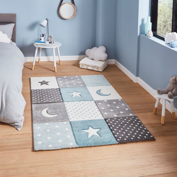 View Blue Moons And Stars Dot Rug View Blue Moons And Stars Dot Rug