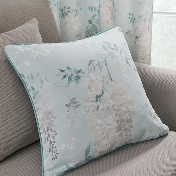 Wisteria Floral Cotton Square Filled Cushion