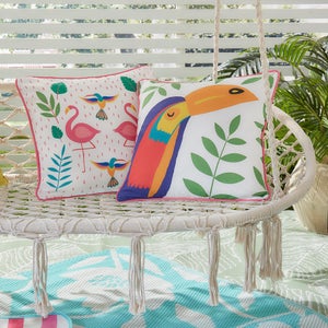 Tropical Flamingo Outdoor Cotton Filled Cushion