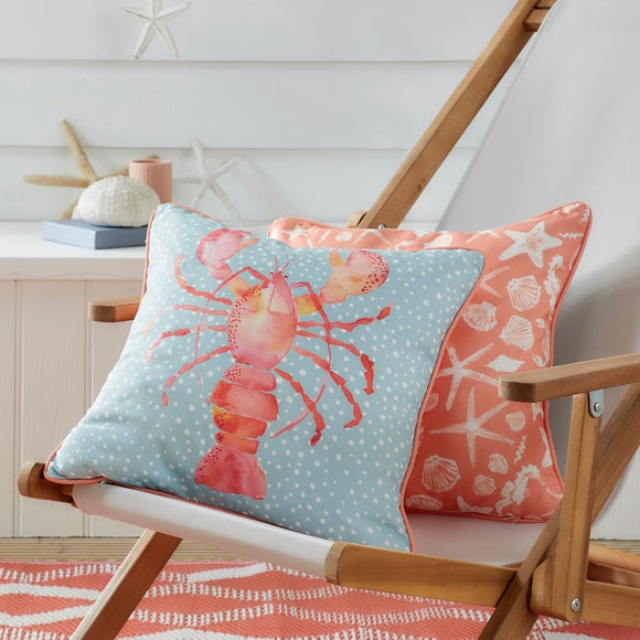 Lobster Outdoor Cotton Square Filled Cushion