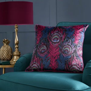 Laurence Llewelyn-bowen Dandy Peacock Jacquard Square Filled Cushion