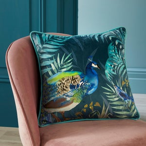 Peacock Jungle Square Filled Cushion