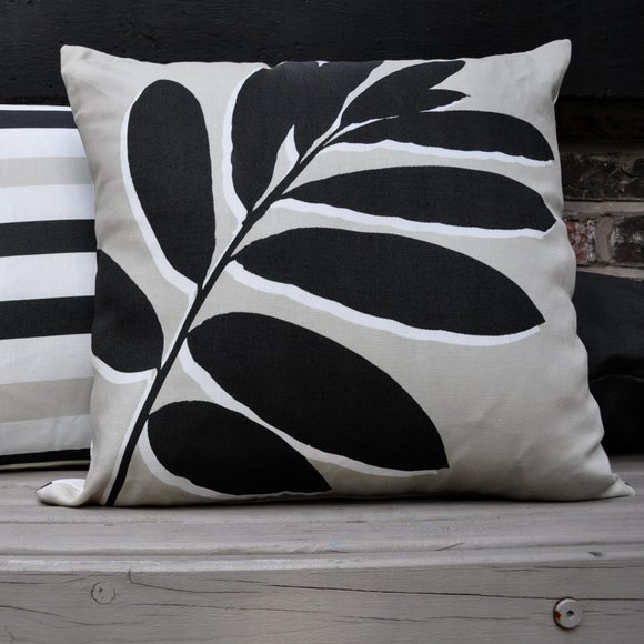 Leaf Print Outdoor Cotton Square Filled Cushion