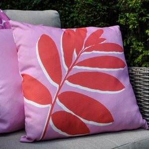 Leaf Print Outdoor Cotton Square Filled Cushion