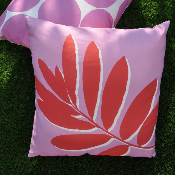Photo 3 of Leaf Print Outdoor Cotton Square Filled Cushion Photo 3 of Leaf Print Outdoor Cotton Square Filled Cushion