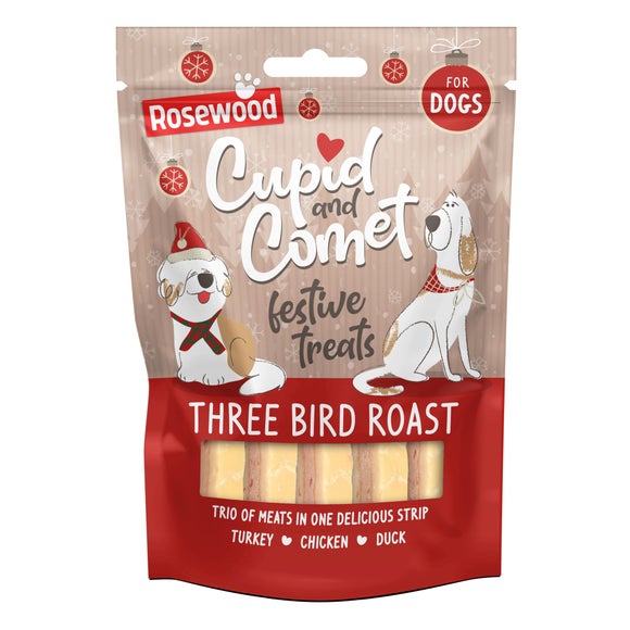 Rosewood Three Bird Roast Meaty Strips for Dogs, 100g