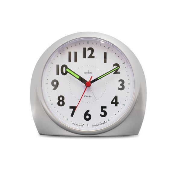 Acctim Jefferson Non Ticking Analogue Alarm Clock Silver