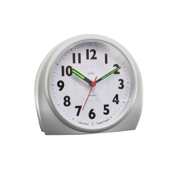 Acctim Jefferson Non Ticking Analogue Alarm Clock Silver