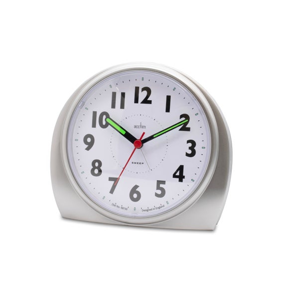 Acctim Jefferson Non Ticking Analogue Alarm Clock Silver
