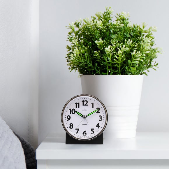 Acctim Micah Non Ticking Analogue Alarm Clock Black