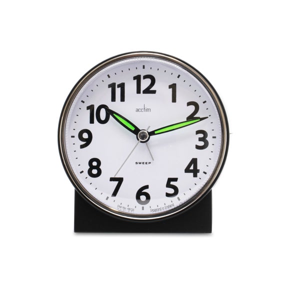Acctim Micah Non Ticking Analogue Alarm Clock Black