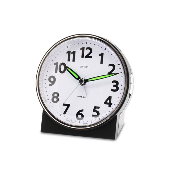 Acctim Micah Non Ticking Analogue Alarm Clock Black