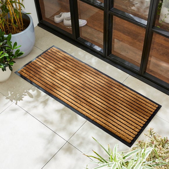 Photo of jumbo stripe rubber and coir doormat