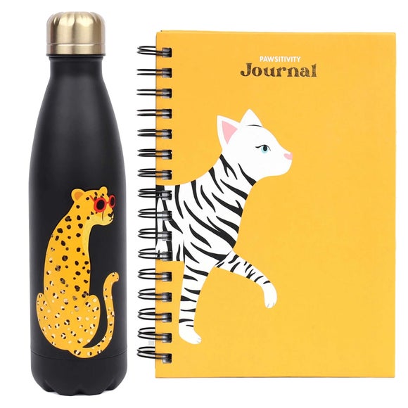 Click to view product details and reviews for Tache Leopard Water Bottle And A5 Zebra Notebook Set.