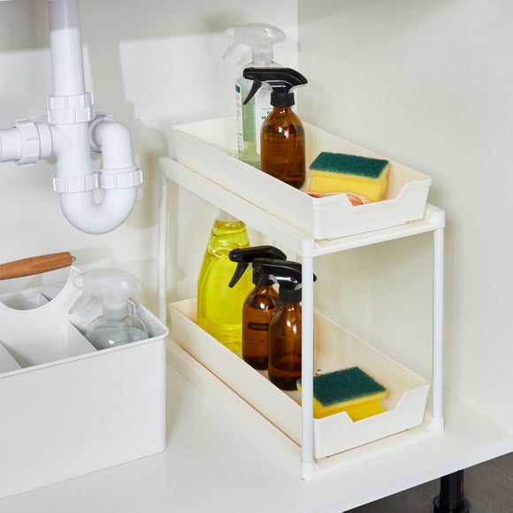View 2 Tier Under Sink Organiser With Drawers View 2 Tier Under Sink Organiser With Drawers