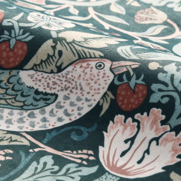 William Morris at Home Strawberry Thief Velvet Made to Measure Fabric By The Metre Strawberry Thief Teal