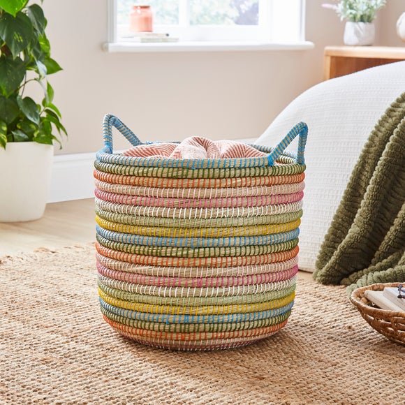 Rainbow Round Storage Basket with Handles