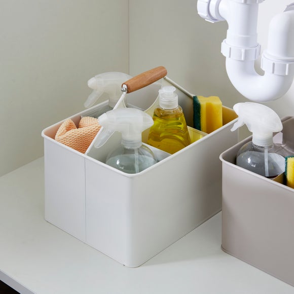 View Timeless Metal Cleaning Caddy With Wooden Handle View Timeless Metal Cleaning Caddy With Wooden Handle