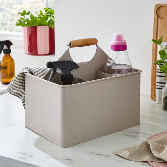 Timeless Metal Cleaning Caddy with Wooden Handle