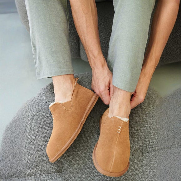 Click to view product details and reviews for Mens Lowland Suede Sheepskin Slippers.