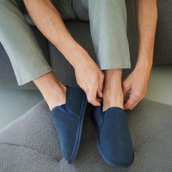 Click to view product details and reviews for Mens Fife Suede Sheepskin Slippers.