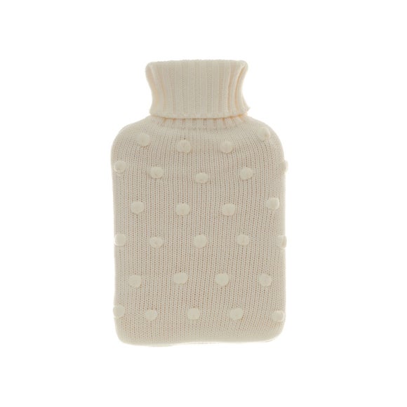 Aroma Home Cream Spotty Faux Fur Hot Water Bottle