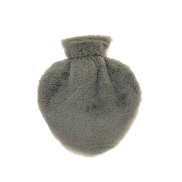 Aroma Home Grey Faux Fur Heart Hot Water Bottle