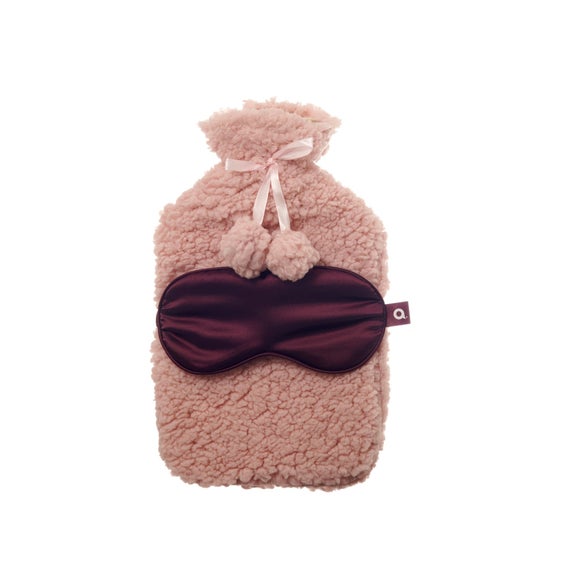 Click to view product details and reviews for Aroma Home Pink Teddy Hot Water Bottle Satin Eye Mask Set.