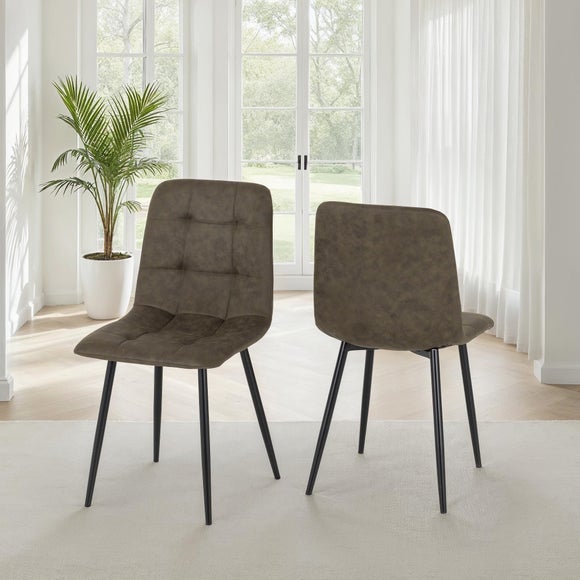 Fenton Set of 2 Dining Chairs, Faux Suede