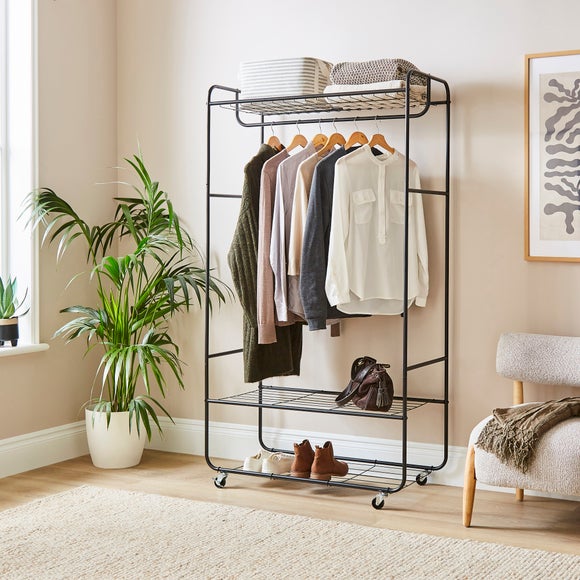 Metal Clothes Rail with Shelving