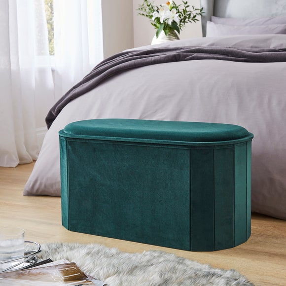 Recycled Velour Lozenge Ottoman with Tray