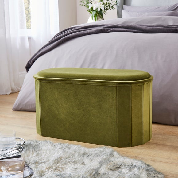 Recycled Velour Lozenge Ottoman with Tray