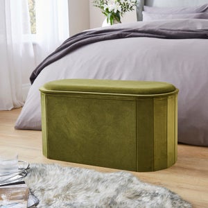 Recycled Velour Lozenge Ottoman With Tray