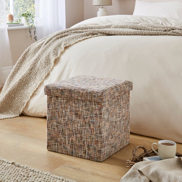 Multi Chenille Cube Ottoman