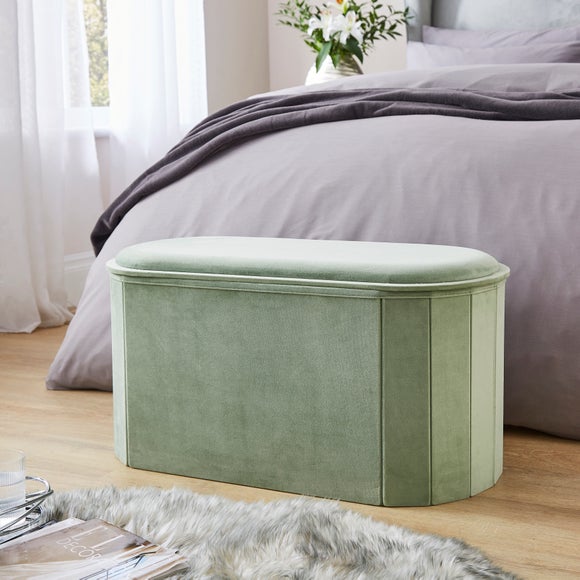 Recycled Velour Lozenge Ottoman with Tray