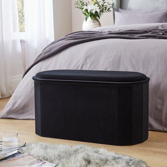 Recycled Velour Lozenge Ottoman with Tray